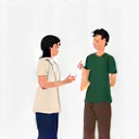 Icona di una persona e un nutrizionista che discutono