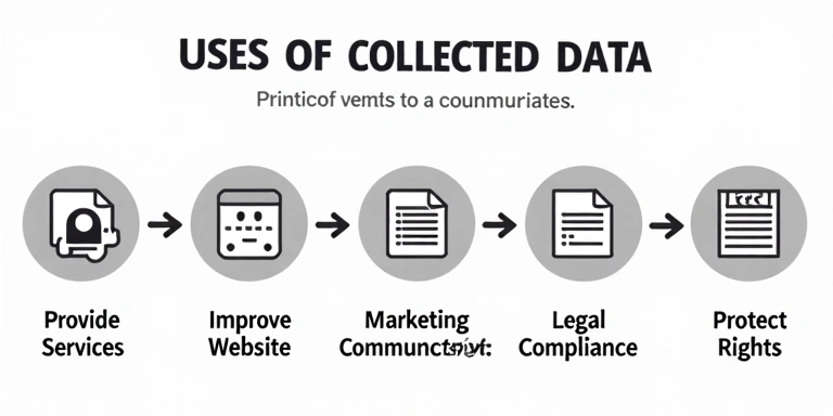 Un diagramma di flusso che mostra come i dati vengono utilizzati per migliorare i servizi, il marketing e la conformità.