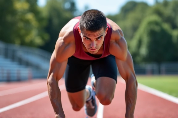 Atleta che si prepara a correre, simbolo di nutrizione sportiva